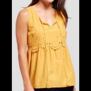 KNOX ROSE SLEEVELESS BOHO TOP GOLDEN YELLOW NWOT